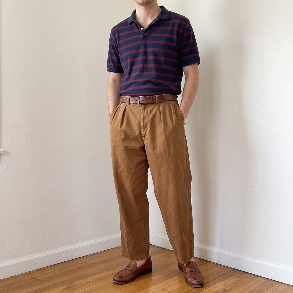 Vintage Polo Ralph Lauren Andrew Pant Mens 36/32 Brown Pleated Chino Preppy Core